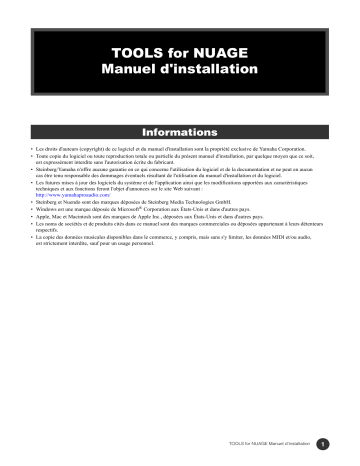 Manuel du propriétaire | Yamaha TOOLS for NUAGE Manuel utilisateur | Fixfr