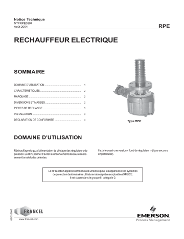 Une information important | Francel RPE Réchauffeur Electrique Manuel utilisateur | Fixfr
