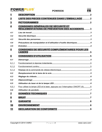 Manuel du propriétaire | Powerplus POWX036 Manuel utilisateur | Fixfr