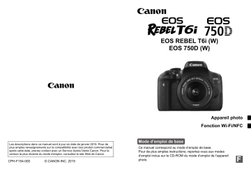 Canon EOS Rebel T6i Mode d'emploi | Fixfr