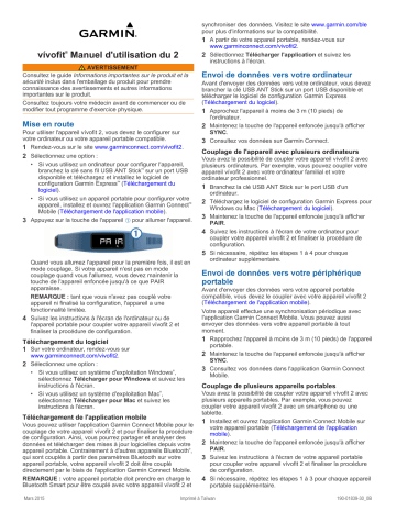 Mode d'emploi | Garmin vivofit 2 Manuel utilisateur | Fixfr
