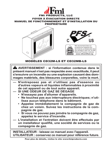 CD32M-LS | FMI CD32MB-LS Fireplace Manuel du propriétaire | Fixfr