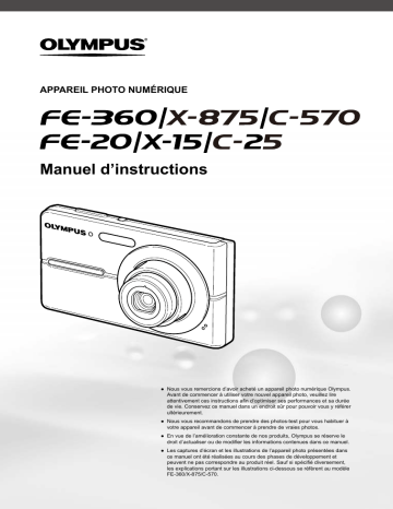 FE360 | FE20 | C25 | X15 | C570 | Mode d'emploi | Olympus X875 Manuel utilisateur | Fixfr