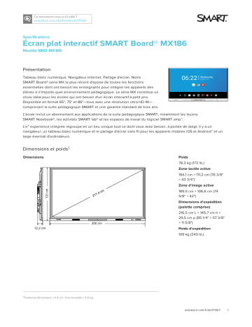 SMART Technologies Board MX100 spécification | Fixfr