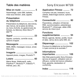 Sony W710i Manuel utilisateur