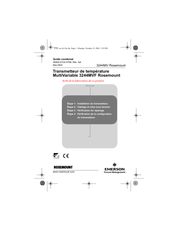 Mode d'emploi | Rosemount 3244MV Transmetteur de température MultiVariable Manuel utilisateur | Fixfr