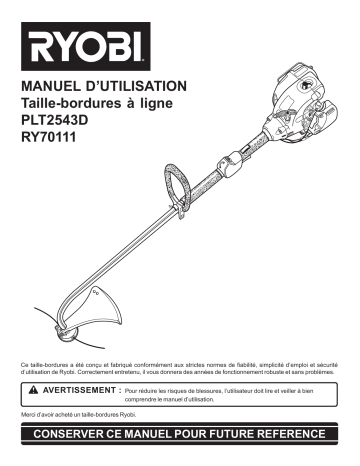 Manuel du propriétaire | Ryobi RY70111 Manuel utilisateur | Fixfr