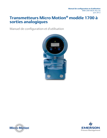 Micro Motion Transmetteurs modèle 1700 à sorties analogiques Manuel du propriétaire | Fixfr