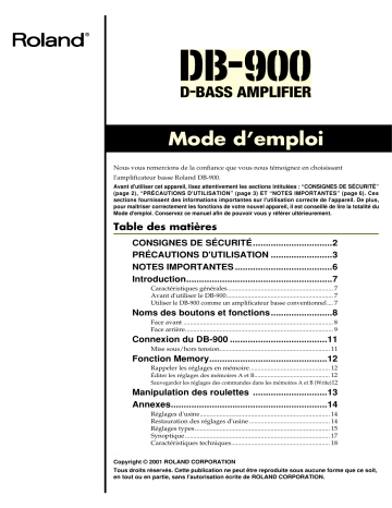 Manuel du propriétaire | Boss DB-900 Manuel utilisateur | Fixfr