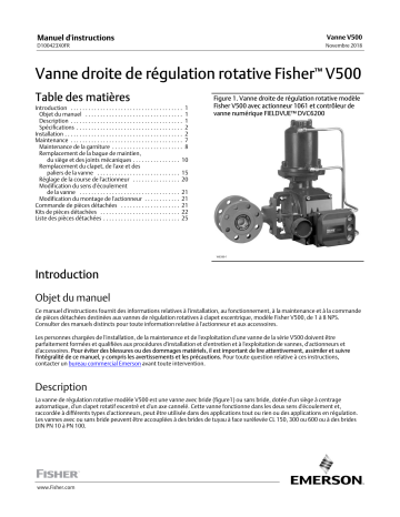 Fisher Vanne rotative V500 ( V500 Rotary Control Valve) Manuel du propriétaire | Fixfr