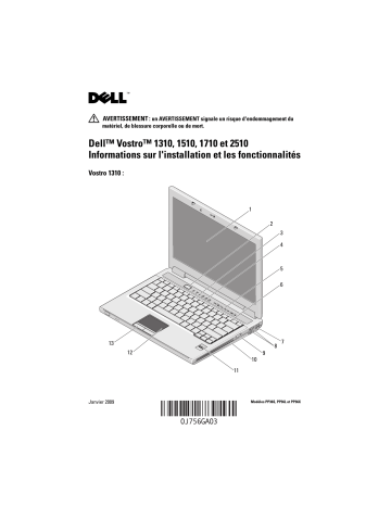 Dell Vostro 1310 laptop Guide de démarrage rapide | Fixfr