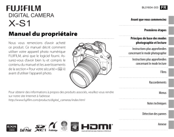 Fujifilm X-S1 Camera Manuel du propriétaire | Fixfr