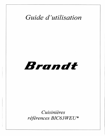 Manuel du propriétaire | Brandt BIC63WEU1 Manuel utilisateur | Fixfr