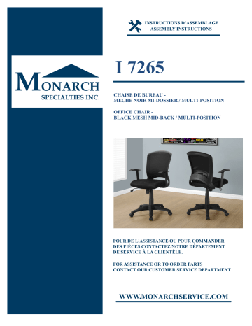 Monarch Specialties I 7265 OFFICE CHAIR Manuel utilisateur | Fixfr