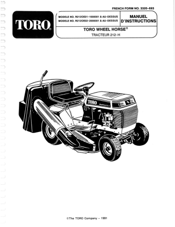 Toro 212-H Tractor Riding Product Manuel utilisateur | Fixfr