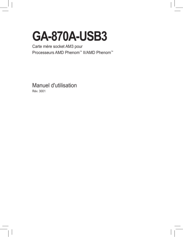 Manuel du propriétaire | Gigabyte GA-870A-USB3 Manuel utilisateur | Fixfr