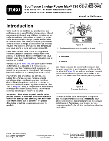 Power Max 826 OAE Snowthrower | Toro Power Max 726 OE Snowthrower Manuel utilisateur | Fixfr