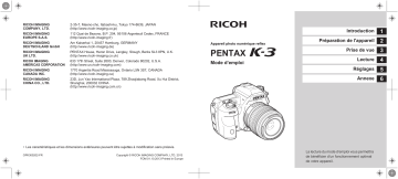 Pentax Série K-3 Mode d'emploi | Fixfr