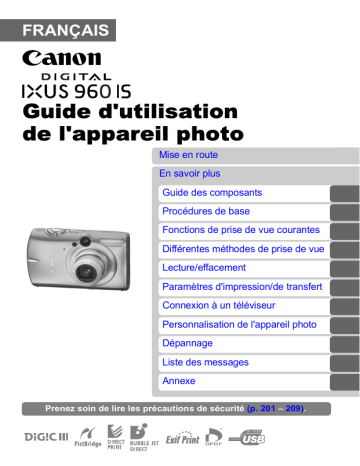 Mode d'emploi | Canon IXUS 960 IS Manuel utilisateur | Fixfr