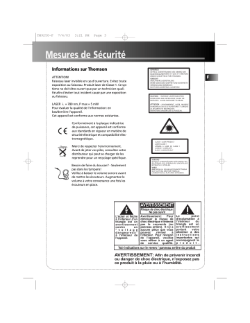 Manuel du propriétaire | Thomson TM9250 Manuel utilisateur | Fixfr