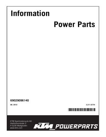 Manuel du propriétaire | KTM POWER PARTS Manuel utilisateur | Fixfr