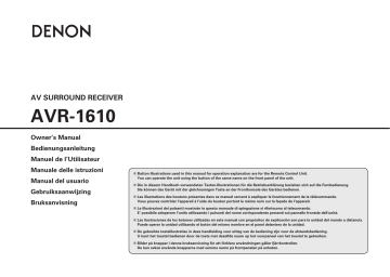 Manuel du propriétaire | Denon AVR-1610 Manuel utilisateur | Fixfr