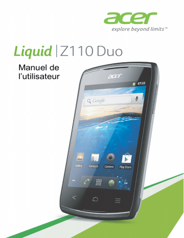 Z110 Duo | Liquid Z110 Duo | Mode d'emploi | Acer Z110 Manuel utilisateur | Fixfr