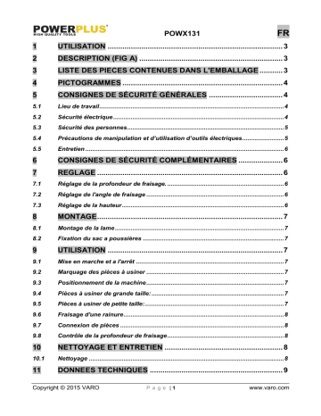 Manuel du propriétaire | Powerplus POWX131 Manuel utilisateur | Fixfr