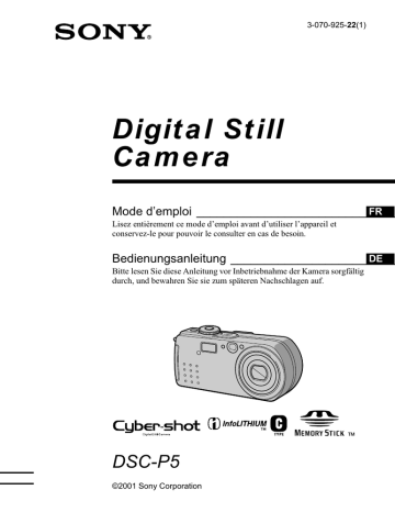 Cyber-Shot DSC P5 | Sony DSC-P5 Mode d'emploi | Fixfr