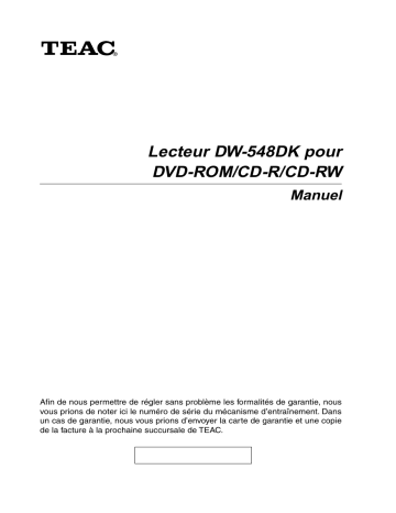 Manuel du propriétaire | TEAC DW-548D Manuel utilisateur | Fixfr