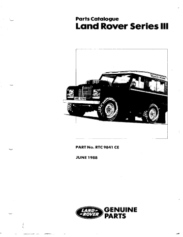 Land Rover Full set of Series part Manuel utilisateur | Fixfr