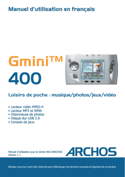 Archos Gmini 400 Manuel utilisateur