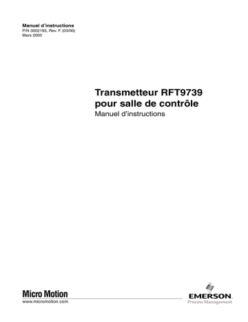 Mode d'emploi | Micro Motion Transmetteur RFT9739 pour salle de contrôle-RFT9739R P3 Manuel utilisateur | Fixfr