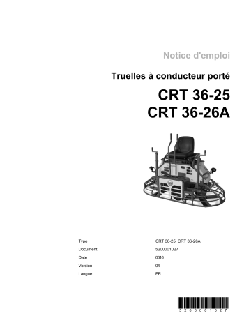Wacker Neuson CRT36-26A Ride-on Trowel Manuel utilisateur | Fixfr