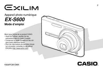 EX S600 | Casio EX-S600 Manuel utilisateur | Fixfr