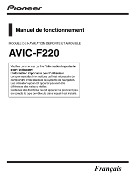 Pioneer AVIC F220 Manuel utilisateur