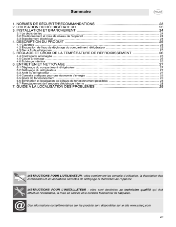 Manuel du propriétaire | Smeg FAB10HRNE-1 Manuel utilisateur | Fixfr