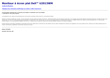 Manuel du propriétaire | Dell U2913WM Manuel utilisateur | Fixfr