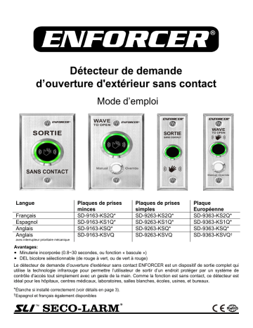 SD-9163-KS2Q | ENFORCER SD-9263-KS2Q Manuel utilisateur | Fixfr