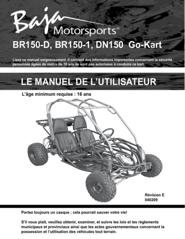 Baja motorsports BR150-1 Go-Kart Manuel du propriétaire | Fixfr