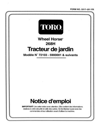 Toro 268-H Yard Tractor Riding Product Manuel utilisateur | Fixfr
