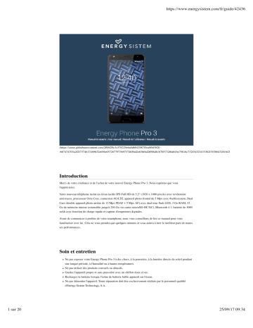 Mode d'emploi | ENERGY SISTEM Energy Phone Pro 3 Manuel utilisateur | Fixfr