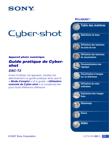DSC-T2 | Mode d'emploi | Sony Cyber-Shot DSC T2 Manuel utilisateur | Fixfr