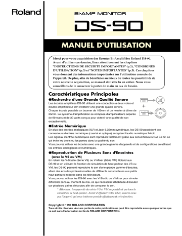 Manuel du propriétaire | Roland DS-90 Manuel utilisateur | Fixfr