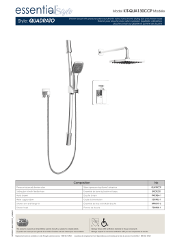 Keeney KIT-QUA130CCP Belanger 1-Spray Square Hand Shower and Showerhead from Wall Combo Kit with Slide Bar and Valve in Polished Chrome spécification