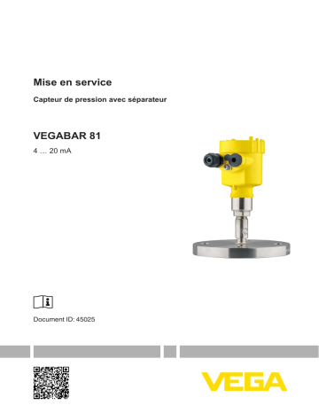 Mode d'emploi | Vega VEGABAR 81 Pressure transmitter with chemical seal Operating instrustions | Fixfr