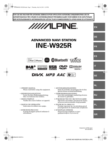 Mode d'emploi | Alpine Electronics INE-W925R Manuel utilisateur | Fixfr