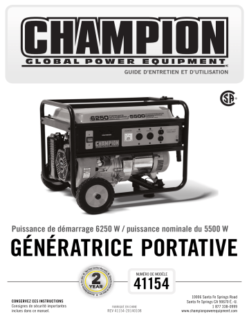 Champion Power Equipment 41154 Manuel utilisateur | Fixfr