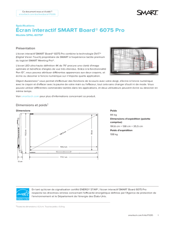 SMART Technologies Board 6000 and 6000 Pro spécification | Fixfr