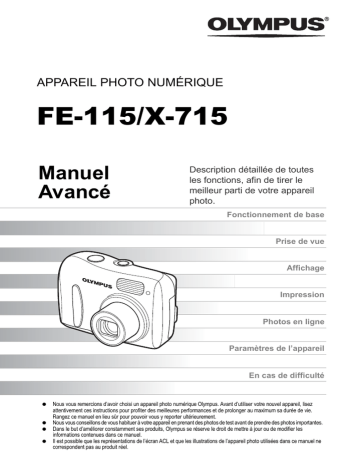 Olympus FE 115 - Digital Camera - 5.0 Megapixel Manuel utilisateur | Fixfr